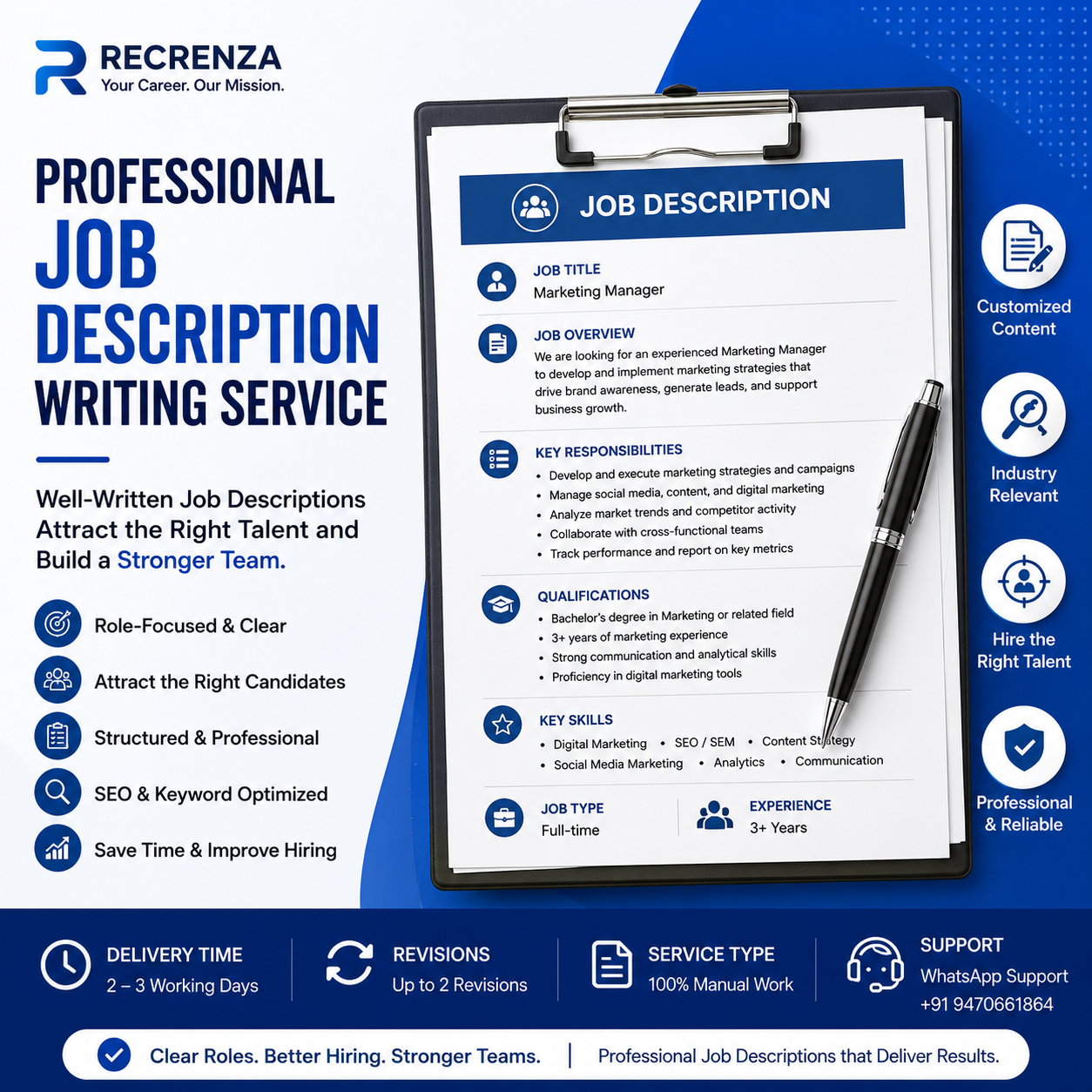 Professional Job Description Writing Service